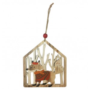 Ξύλινο Χριστουγεννιάτικο κρεμαστό σπιτάκι 00001247