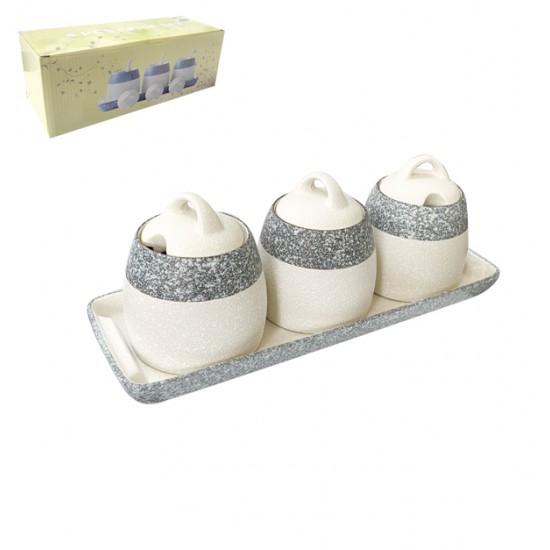 AG-00109325 - Σετ 3 κεραμικά βάζα για καφέ-ζάχαρη και αλάτι 00109325 Σετ 3 κεραμικά βάζα για καφέ-ζάχαρη και αλάτι 00109325