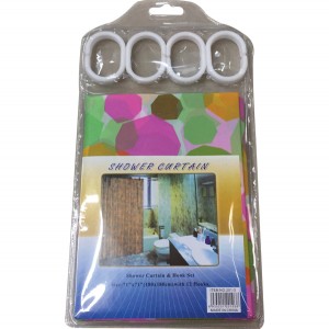 Σετ πλαστική κουρτίνα μπάνιου 180x180cm με κρίκους 00402517