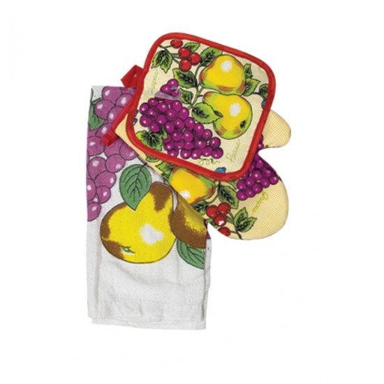 Σετ γάντι κουζίνας με πιάστρα και πετσέτα 00402611