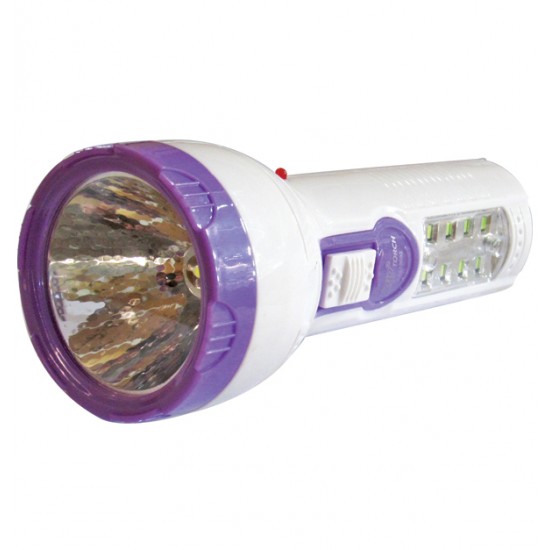 Πλαστικός επαναφορτιζόμενος φακός led 400mAh με 8 led στην λαβή [00600046]