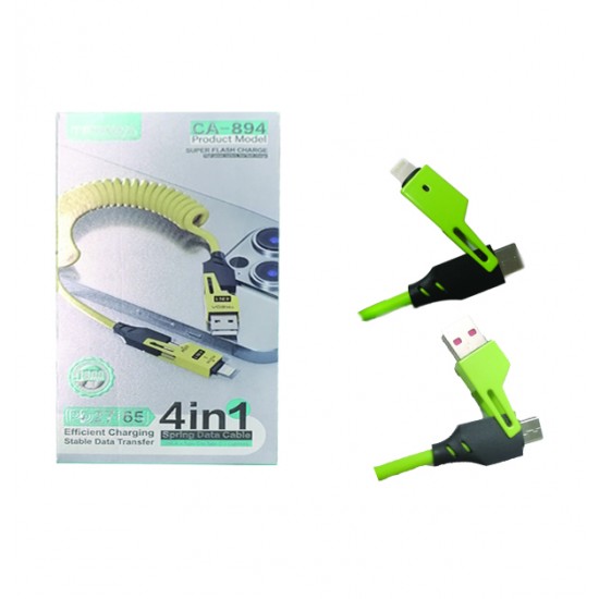 Treqa Καλώδιο ταχείας φόρτισης CA-894  σπιράλ 4 σε 1 30601381