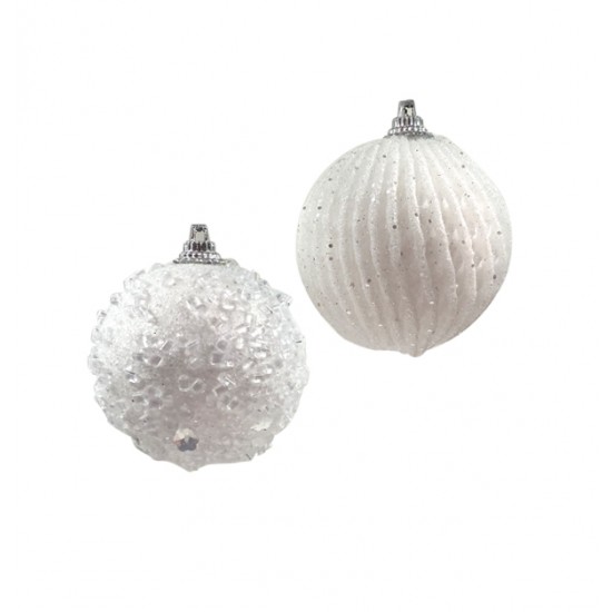 AG-00001479 - Σετ 6 λευκές Χριστουγεννιάτικες μπάλες 6cm 00001479 Σετ 6 λευκές Χριστουγεννιάτικες μπάλες 6cm 00001479