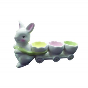 Κεραμικό λαγουδάκι με καρότσι-αυγοθήκη 3 θέσεων 10502142-c Κεραμικό λαγουδάκι με καρότσι-αυγοθήκη 3 θέσεων 10502142-c