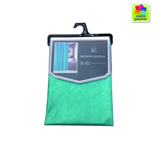 Σετ πλαστική ημιδιάφανη κουρτίνα μπάνιου 180x180cm με κρίκους 00402519