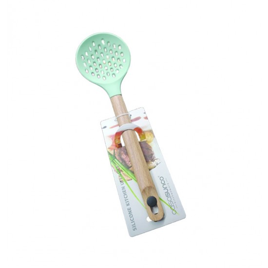 Κουτάλα διάτρητη σιλικόνης με ξύλινη λαβή 00101569