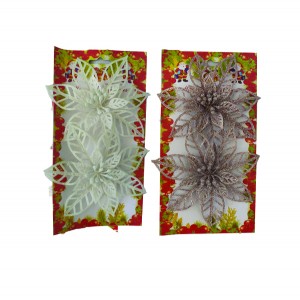 Σετ 2 χριστουγεννιάτικα διακοσμητικά  λουλούδια  14cm 00001871-c 1ΤΜΧ