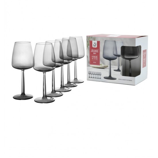 Σετ 6 ποτήρια κρασιού 430cc γυάλινα, γκρι 77616101