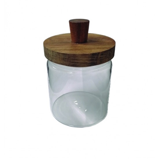 AG-00404329 - Βάζο γυάλινο με ξύλινο πώμα φ9x 13,5 cm 00404329 Βάζο γυάλινο με ξύλινο πώμα φ9x 13,5 cm 00404329