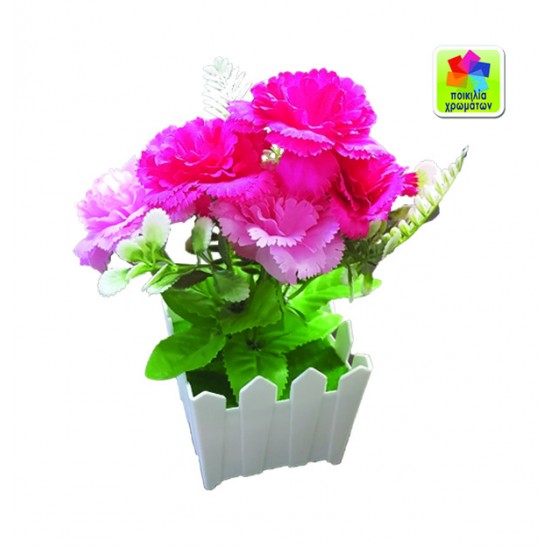 Γλαστράκι πλαστικό με λουλούδια 20cm 10801104