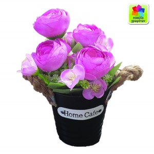 Γλαστράκι πλαστικό με λουλούδια 20cm 10801107