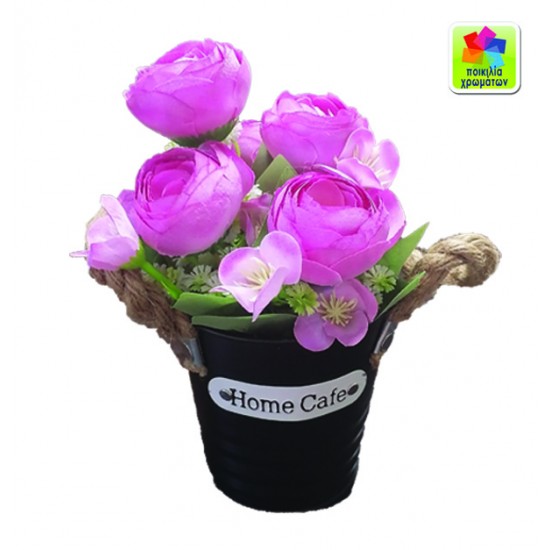 Γλαστράκι πλαστικό με λουλούδια 20cm 10801107