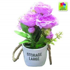 Γλαστράκι πλαστικό με λουλούδια 23cm 10801108