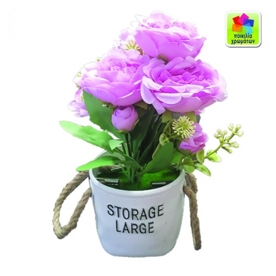 Γλαστράκι πλαστικό με λουλούδια 23cm 10801108