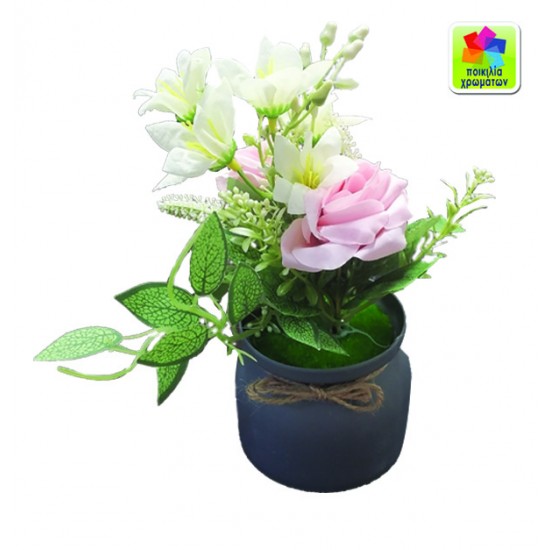 Γλαστράκι πλαστικό με λουλούδια 22cm 10801109