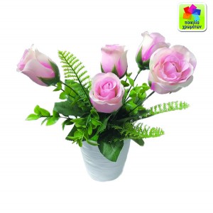 Γλαστράκι πλαστικό με λουλούδια 28cm 10801110