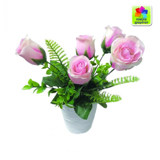 Γλαστράκι πλαστικό με λουλούδια 28cm 10801110