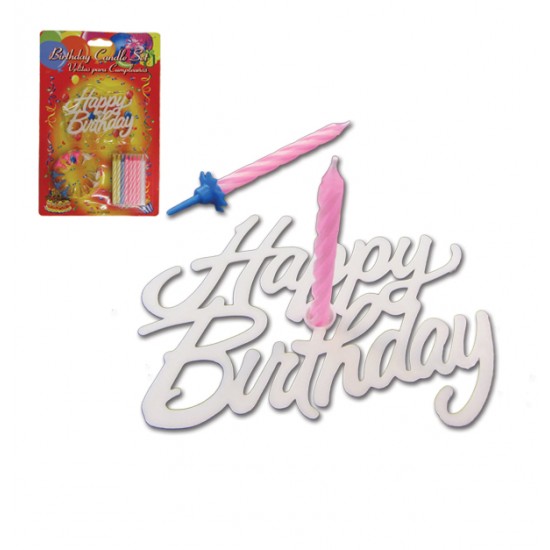 Σετ 8 κεράκια γενεθλίων και βάση Happy Birthday [10904014]