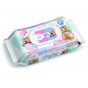 Σετ 100 μωρομάντηλα με καπάκι άρωμα βρώμη 76659759