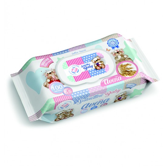 Σετ 100 μωρομάντηλα με καπάκι άρωμα βρώμη 76659759