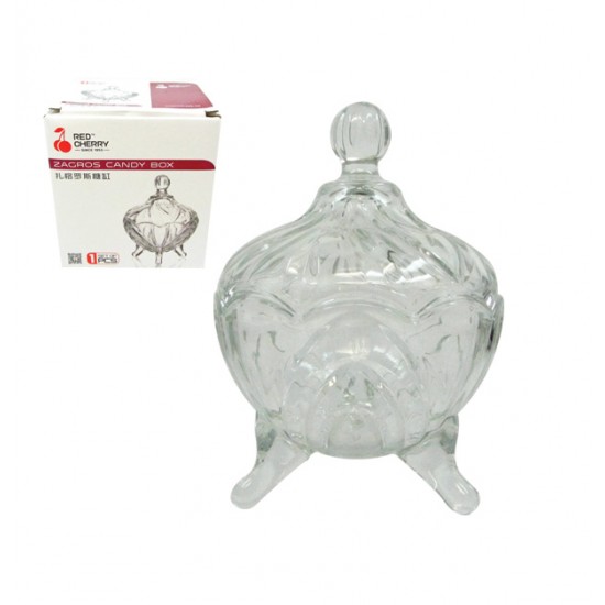 Γύαλινη φοντανιέρα με καπάκι και 3 πόδια - 13x9,5cm [00203169]