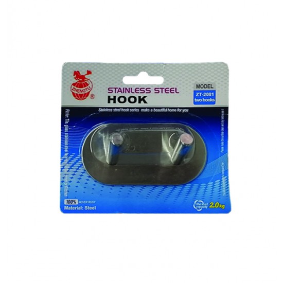 Μεταλλικό αυτοκόλλητο κρεμαστράκι inox 2 θέσεων οβάλ 00402677