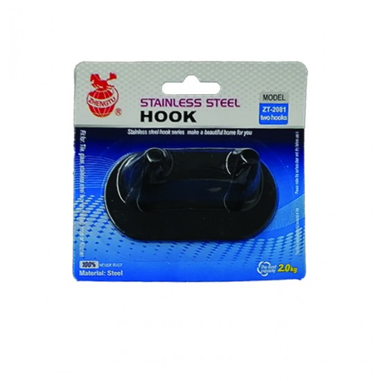 Μεταλλικό αυτοκόλλητο κρεμαστράκι μαύρο 2 θέσεων οβάλ 00402678