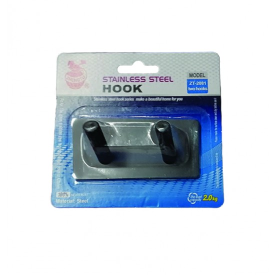 Μεταλλικό αυτοκόλλητο κρεμαστράκι μαύρο 2 θέσεων 00402680