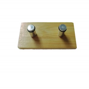 Ξύλινο αυτοκόλλητο κρεμαστράκι 2 θέσεων inox γάντζος 00402684