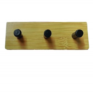 Ξύλινο αυτοκόλλητο κρεμαστράκι 3 θέσεων μαύρος γάντζος 00402687