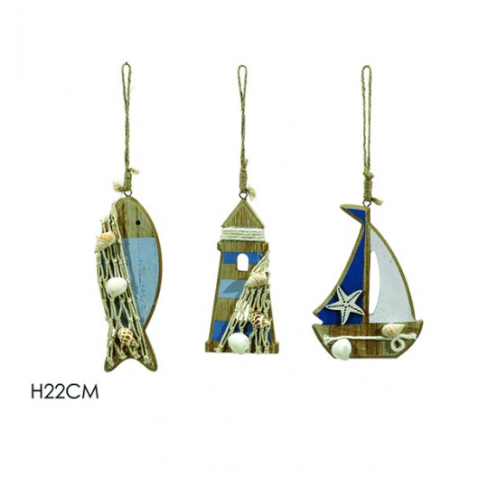 Καλοκαιρινό ξύλινο κρεμαστό διακοσμητικό 22cm 77420808