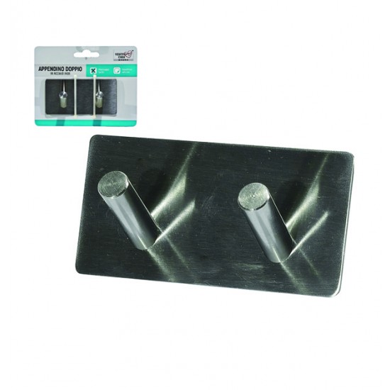 Αυτοκόλλητο κρεμαστράκι inox δύο θέσεων 77726066