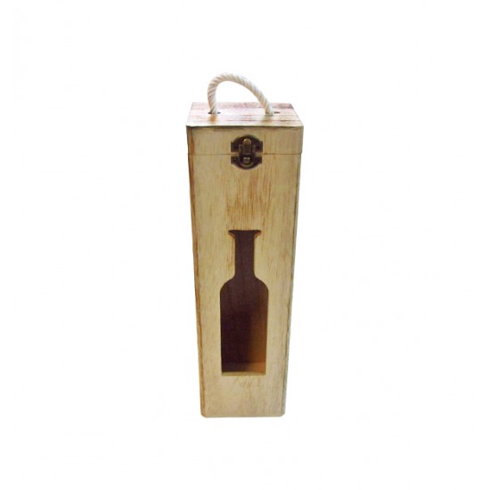 Ξύλινο αλουστράριστο κουτί για ένα μπουκάλι κρασί [20601181]