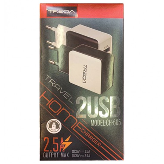 Φορτιστής ταχείας φόρτισης με δύο υποδοχές usb 1.5A και 2.1Α [30601310]