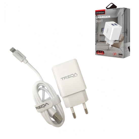 AG-30601315 - Treqa Ταχυφορτιστής 2x USB με καλώδιο για ios συσκευές CS-221 30601315 Treqa Ταχυφορτιστής 2x USB με καλώδιο για ios συσκευές CS-221 30601315