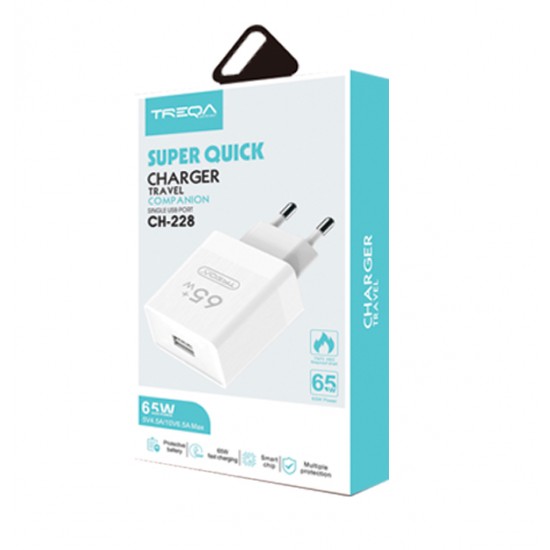 Treqa Φορτιστής Χωρίς Καλώδιο usb adapter 65W CH-228 30601331
