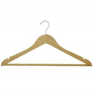 Ίσια ξύλινη κρεμάστρα ρούχων με καμπούρα 00501003