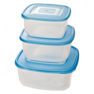 Σετ 3 πλαστικά τετράγωνα φαγητοδοχεία 750ml, 1,2lt & 2lt 70101700