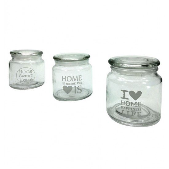 AG-70602802 - Βαζάκι γυάλινο με σχέδιο love home 550ml 70602802 Βαζάκι γυάλινο με σχέδιο love home 550ml 70602802