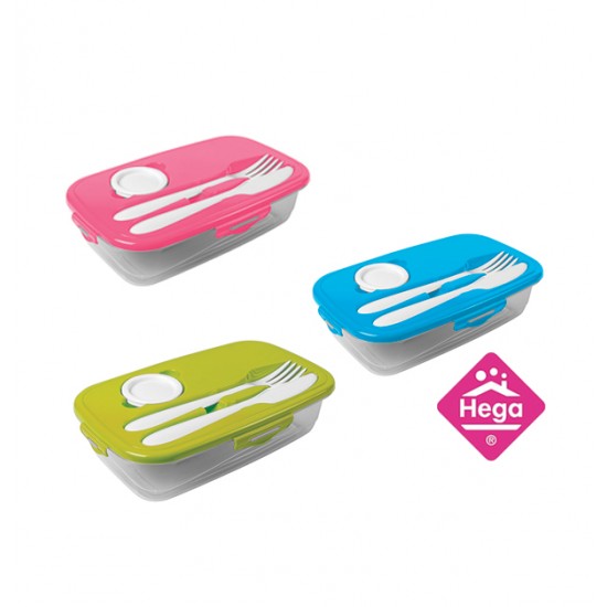 Πλαστικό φαγητοδοχείο 1lt με μαχαιροπήρουνο και θήκη σως [78817883]