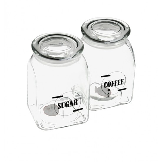 Βαζάκι γυάλινο με σχέδιο για καφέ - ζάχαρη 900ml [70701367]