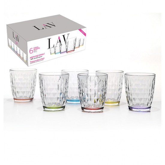 AG-77680202 - Σετ 6 γυάλινα ποτήρια με χρωματιστό πάτο 340ml 77680202 Σετ 6 γυάλινα ποτήρια με χρωματιστό πάτο 340ml 77680202
