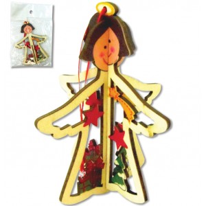 Ξύλινο τρισδιάστατο κρεμαστό Χριστουγεννιάτικο στολίδι αγγελάκι 10,5cm 00001055 Ξύλινο τρισδιάστατο κρεμαστό Χριστουγεννιάτικο στολίδι αγγελάκι 10,5cm 00001055