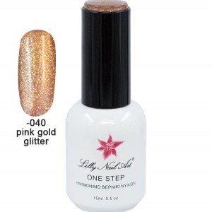Ημιμόνιμο μανό one step 15ml - Pink gold glitter 40504001-040