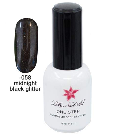 Ημιμόνιμο μανό one step 15ml - Midnight black glitter [40504001-058]