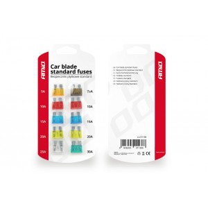 ΑΣΦΑΛΕΙΕΣ STANDARD  ΔΙΑΦΟΡΕΣ ΣΕ ΚΑΡΤΕΛΑ  1x5A/1x7.5A/2x10A/2x15A/2x20A/1x25A/1x30A AMIO - 10 ΤΕΜ.
