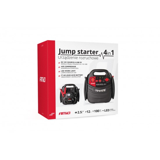 AMC-02523/AM - ΕΚΚΙΝΗΤΗΣ ΜΠΑΤΑΡΙΑΣ STARTER 4 ΣΕ 1 17Ah 12V DC 300A (700A max) 250PSI ΜΕ ΚΟΜΠΡΕΣΕΡ ΑΕΡΑ / ΜΑΝΟΜΕΤΡΟ / 3 LED / 2 ΠΡΙΖΕΣ 12V / 1 ΘΥΡΑ USB 5V 2,1A SENA ΓΙΑ ΒΕΝΖΙΝΗ ΚΑΙ DIESEL AMiO - 1 ΤΕΜ. ΕΚΚΙΝΗΤΗΣ ΜΠΑΤΑΡΙΑΣ STARTER 4 ΣΕ 1 17Ah 12V DC 300A (700A max) 250PSI ΜΕ ΚΟΜΠΡΕΣΕΡ ΑΕΡΑ / ΜΑΝΟΜΕΤΡΟ / 3 LED / 2 ΠΡΙΖΕΣ 12V / 1 ΘΥΡΑ USB 5V 2,1A SENA ΓΙΑ ΒΕΝΖΙΝΗ ΚΑΙ DIESEL AMiO - 1 ΤΕΜ.