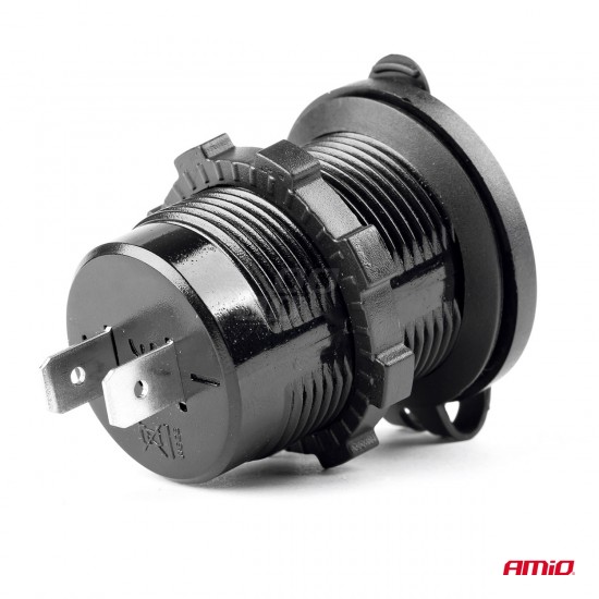 AMC-02853/AM - ΠΡΙΖΑ ΜΕ 2 ΘΥΡΕΣ USB ΚΑΙ ΚΑΠΑΚΙ ΜΑΥΡΗ 12/24V 5V 3.1A Φ37 mmχ51mm MOD-03 ΠΡΙΖΑ ΜΕ 2 ΘΥΡΕΣ USB ΚΑΙ ΚΑΠΑΚΙ ΜΑΥΡΗ 12/24V 5V 3.1A Φ37 mmχ51mm MOD-03