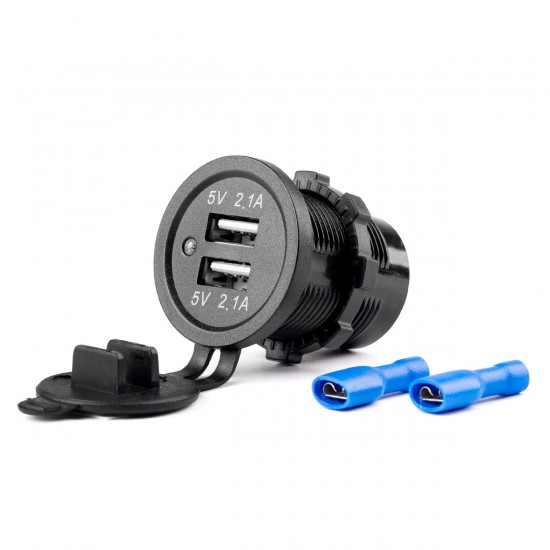 AMC-02854/AM - ΠΡΙΖΑ ΜΕ 2 ΘΥΡΕΣ USB 12/24V - 2x5V/2.1A Φ37mmX51mm MOD-04 AMIO ΠΡΙΖΑ ΜΕ 2 ΘΥΡΕΣ USB 12/24V - 2x5V/2.1A Φ37mmX51mm MOD-04 AMIO