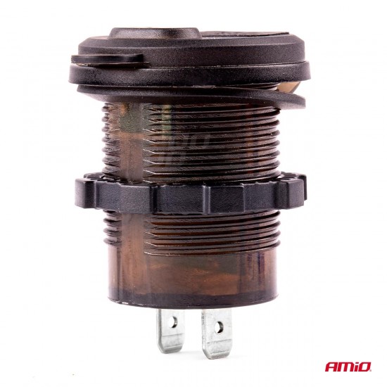 ΠΡΙΖΑ ΦΟΡΤΙΣΗΣ ΜΕ 2 ΘΥΡΕΣ USB + TYPE C ΚΑΙ ΨΗΦΙΑΚΟ ΒΟΛΤΟΜΕΤΡΟ ΜΕ ΚΑΠΑΚΙ ΜΑΥΡΗ 12/24V 5-12V 3.0A QUICK CHARGER MOD-07